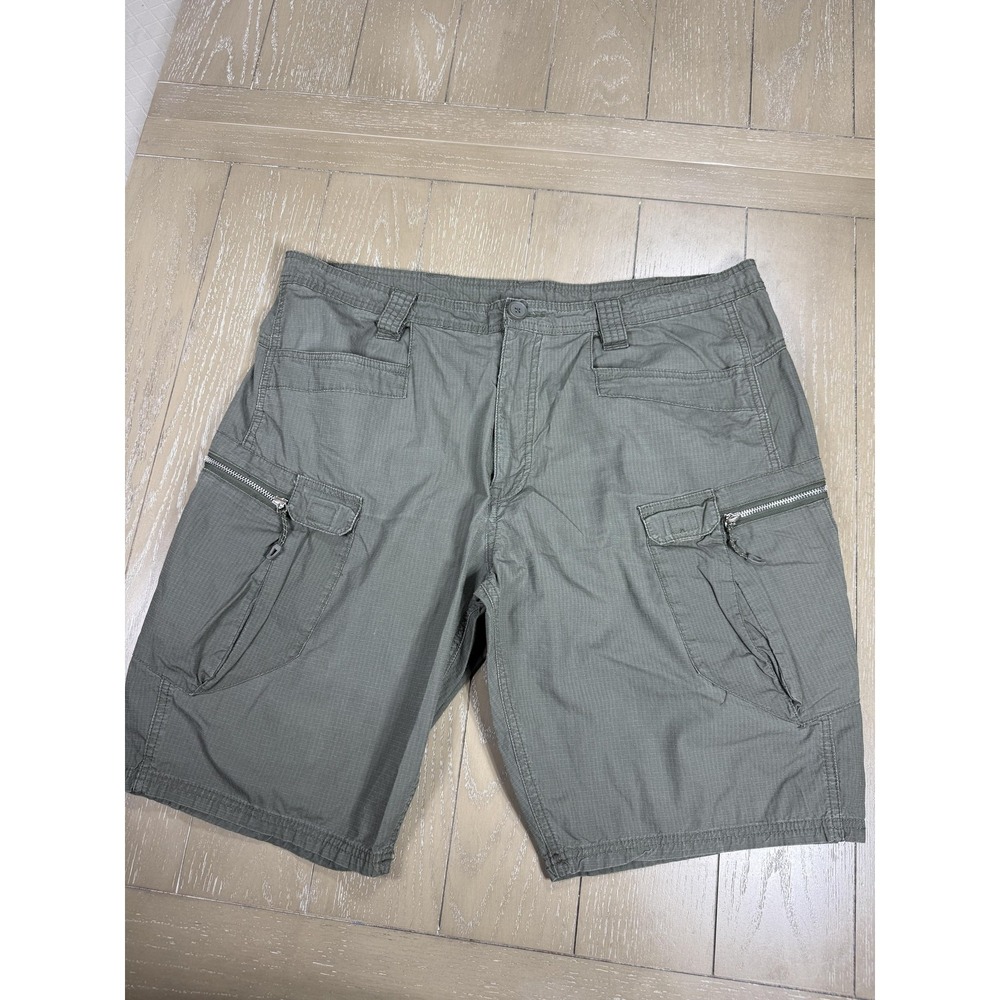 Armani Exchange Shorts Mens 38 Green Cargo Ripstop Zip Pocket Casual Utility